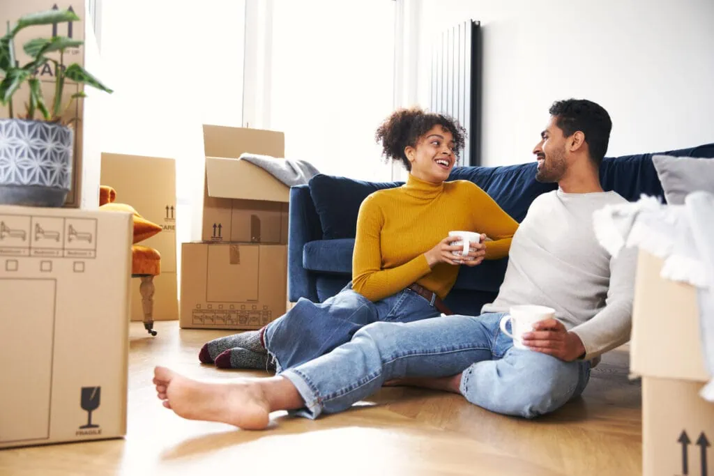 Young couple who bought a new home