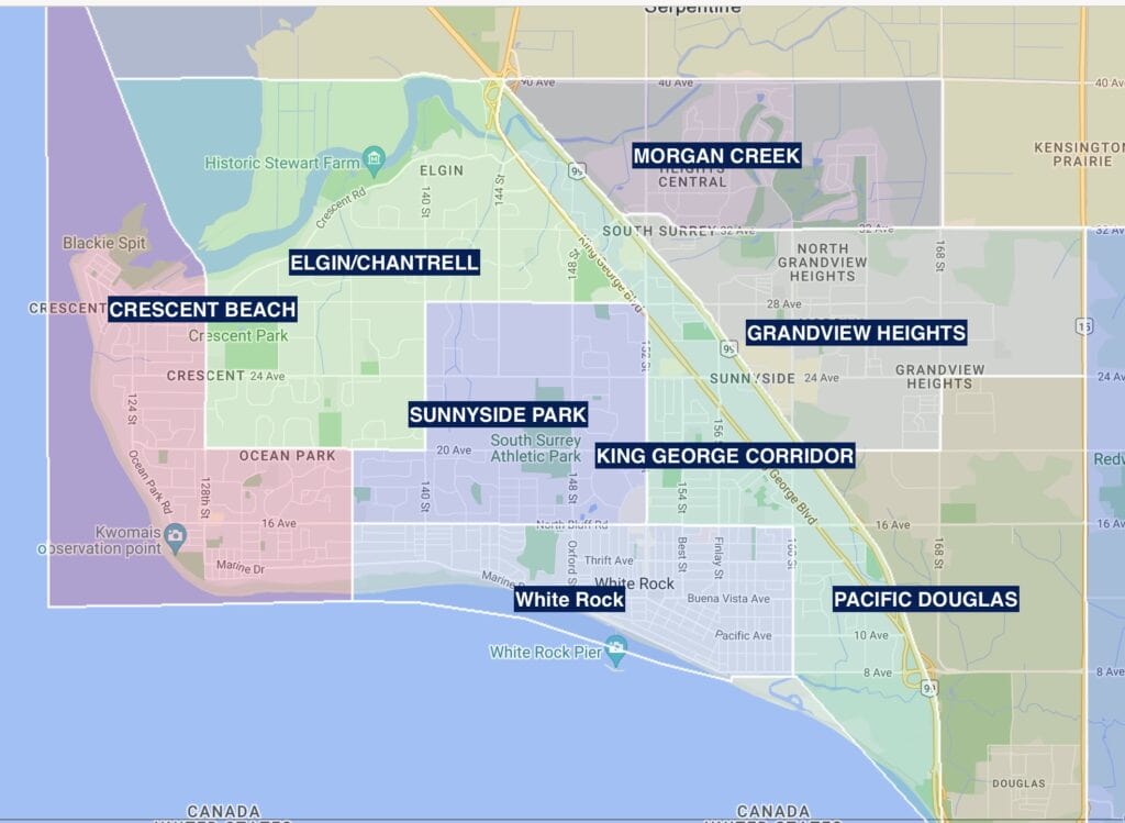 South Surrey and White Rock sub area map