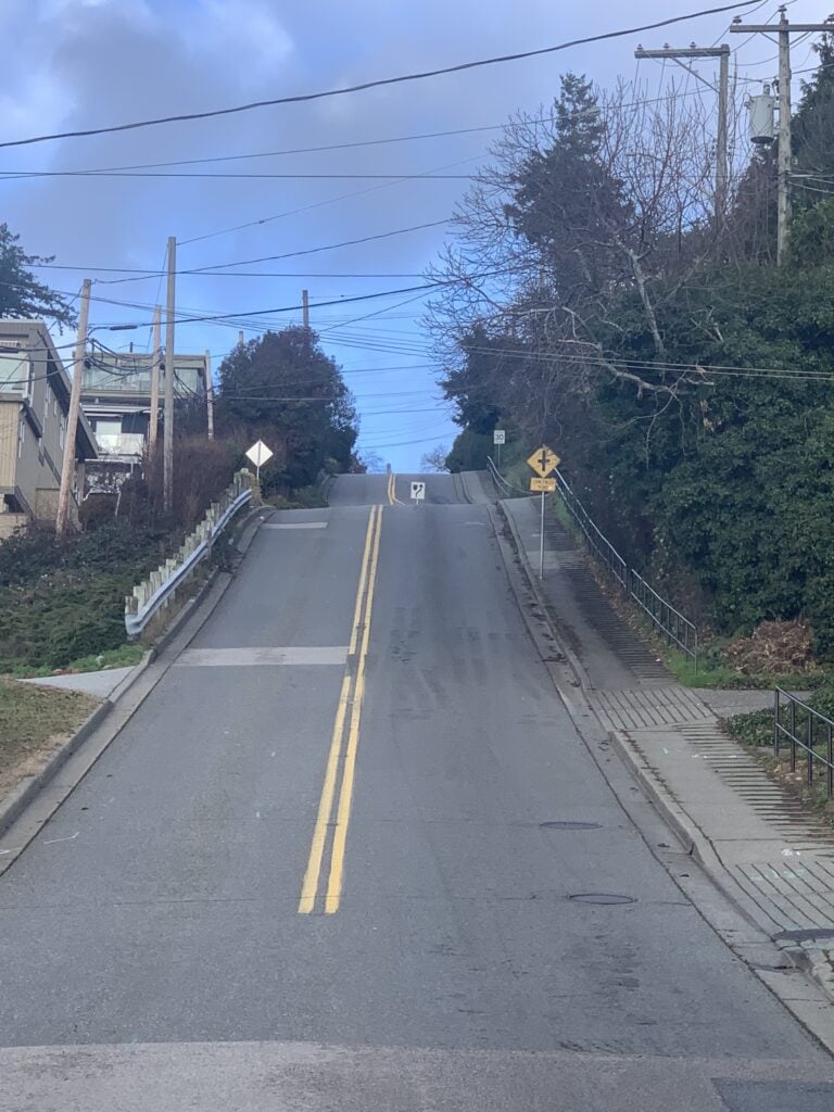 Oxford Street being one of the steepest roads in White Rock