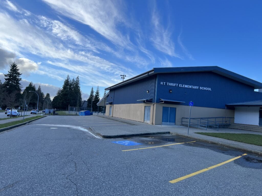 Side view of H.T. Thrift Elementary school