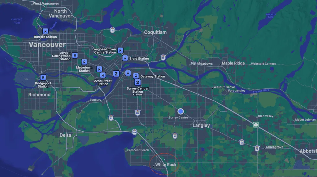 Photo of nearest skytrain stations in the lower mainland