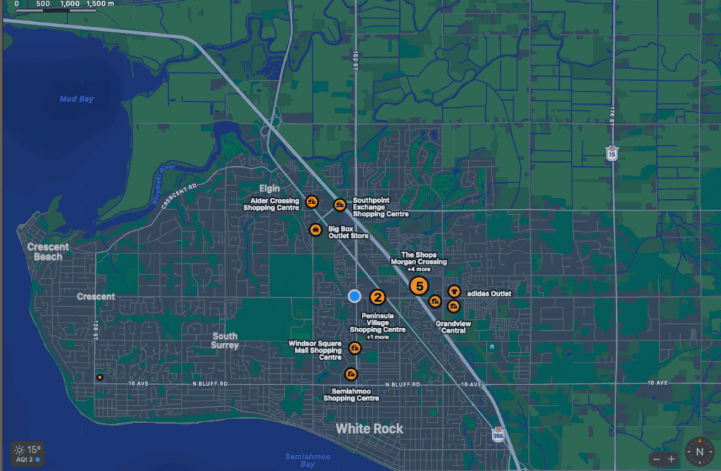 Shopping centres in South Surrey/White Rock