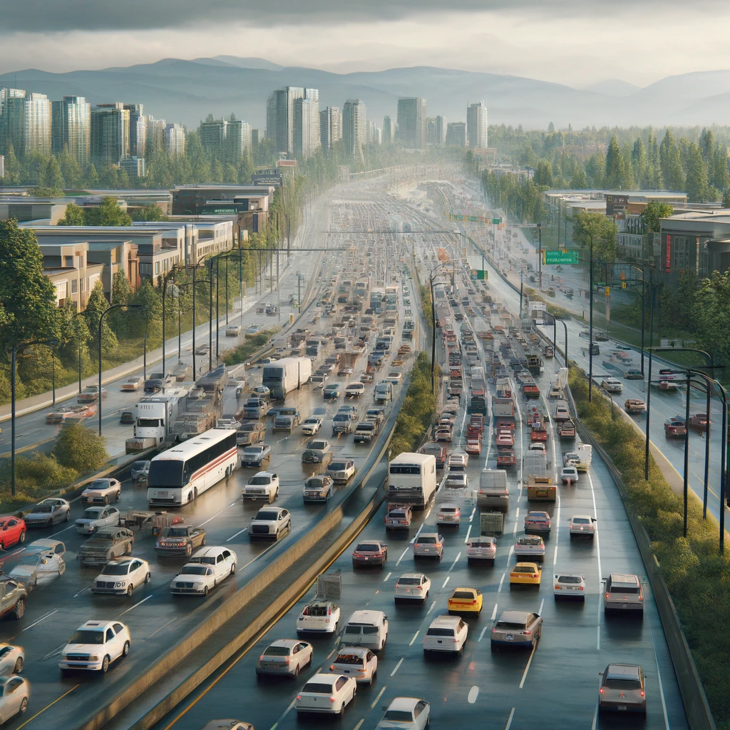 A daily commute through Surrey into Vancouver along a busy highway