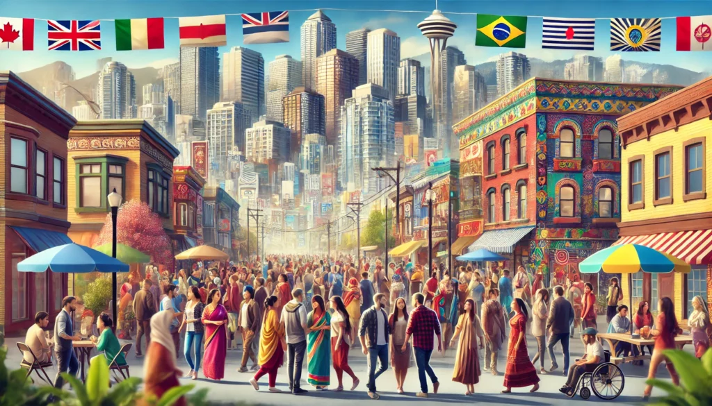 A dramatized photo of the vibrancy of a diverse city such as Surrey, BC