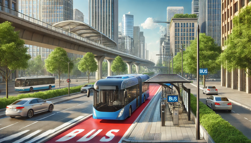 A dramatized photo of the proposed Surrey Bus Rapid Transit system in Surrey, BC